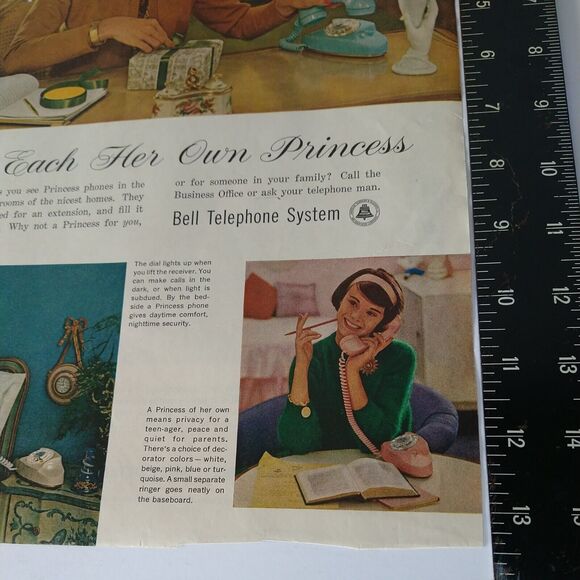 1961 Smiling Women on Phone Bell Princess Rotary Telephone Vtg PRINT AD Ephemer - Picture 9 of 10